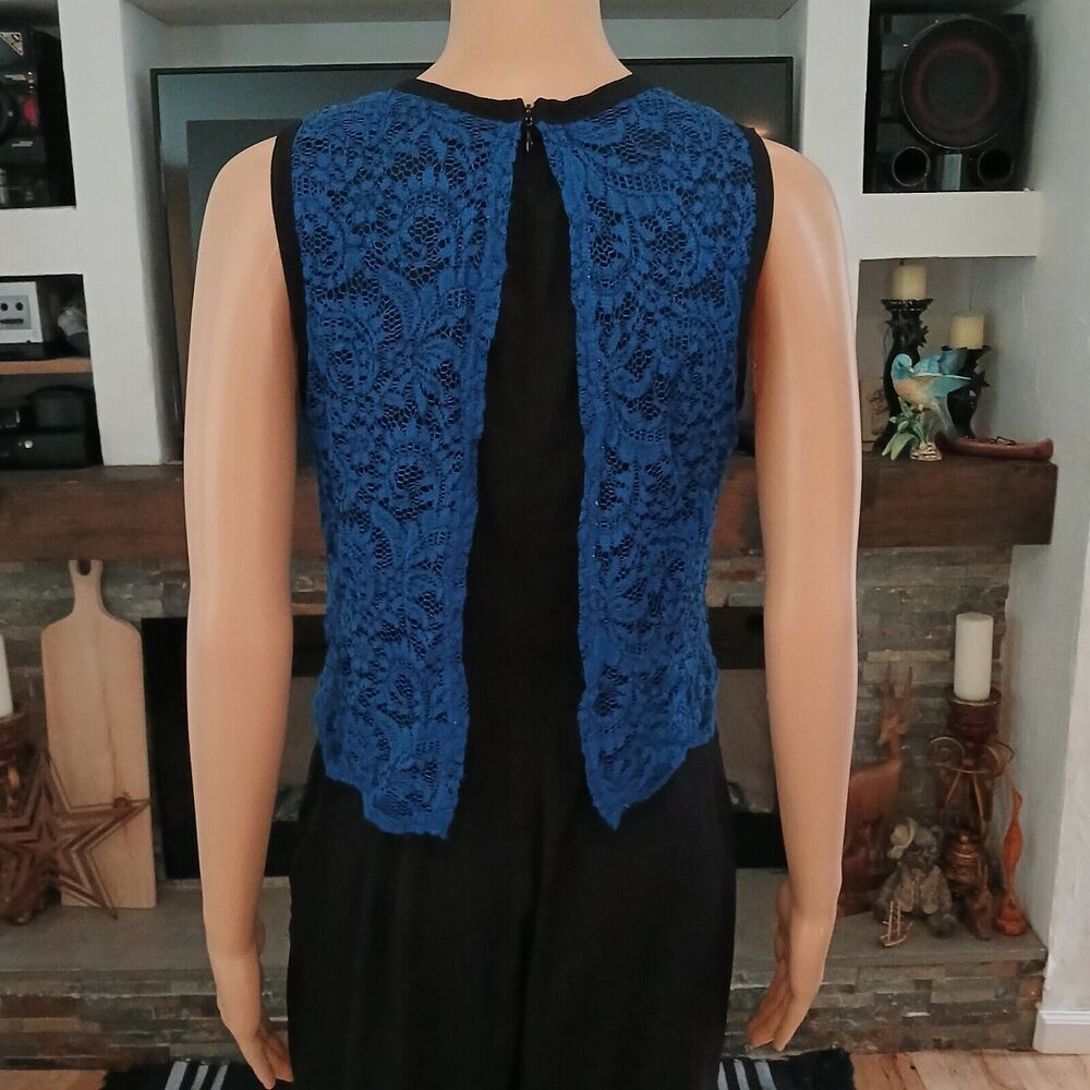 New York & Co Wide Leg Jumper Romper Side Pockets Zip Back Retro Classy Size 2 - Picture 6 of 9